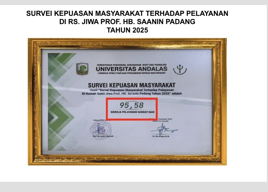 Survei Kepuasan Masyarakat Terhadap Pelayanan di RS. Jiwa Prof. HB Saanin Tahun 2025